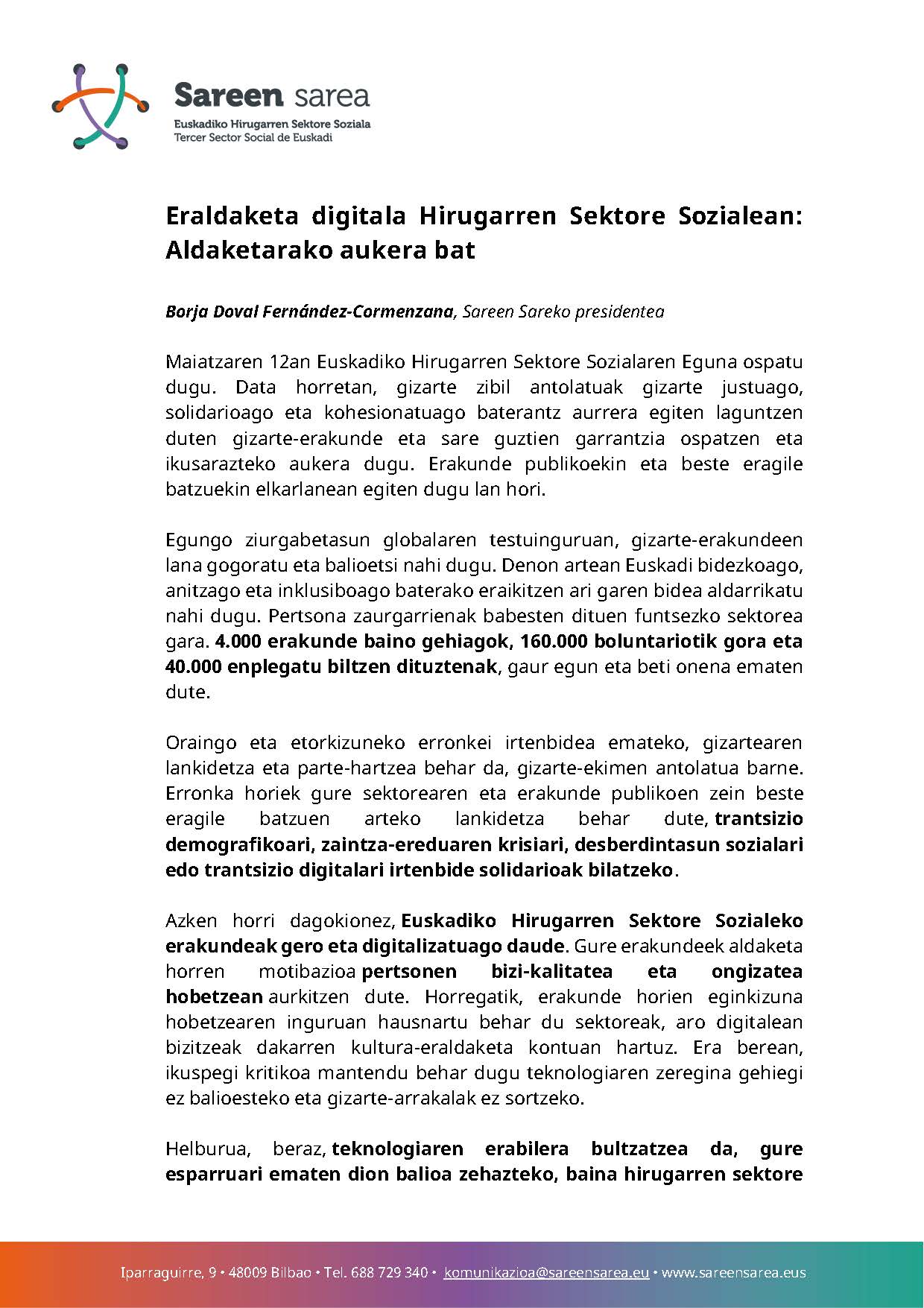 Iritzi artikulua: Eraldaketa digitala Euskadiko Hirugarren Sektore Sozialean