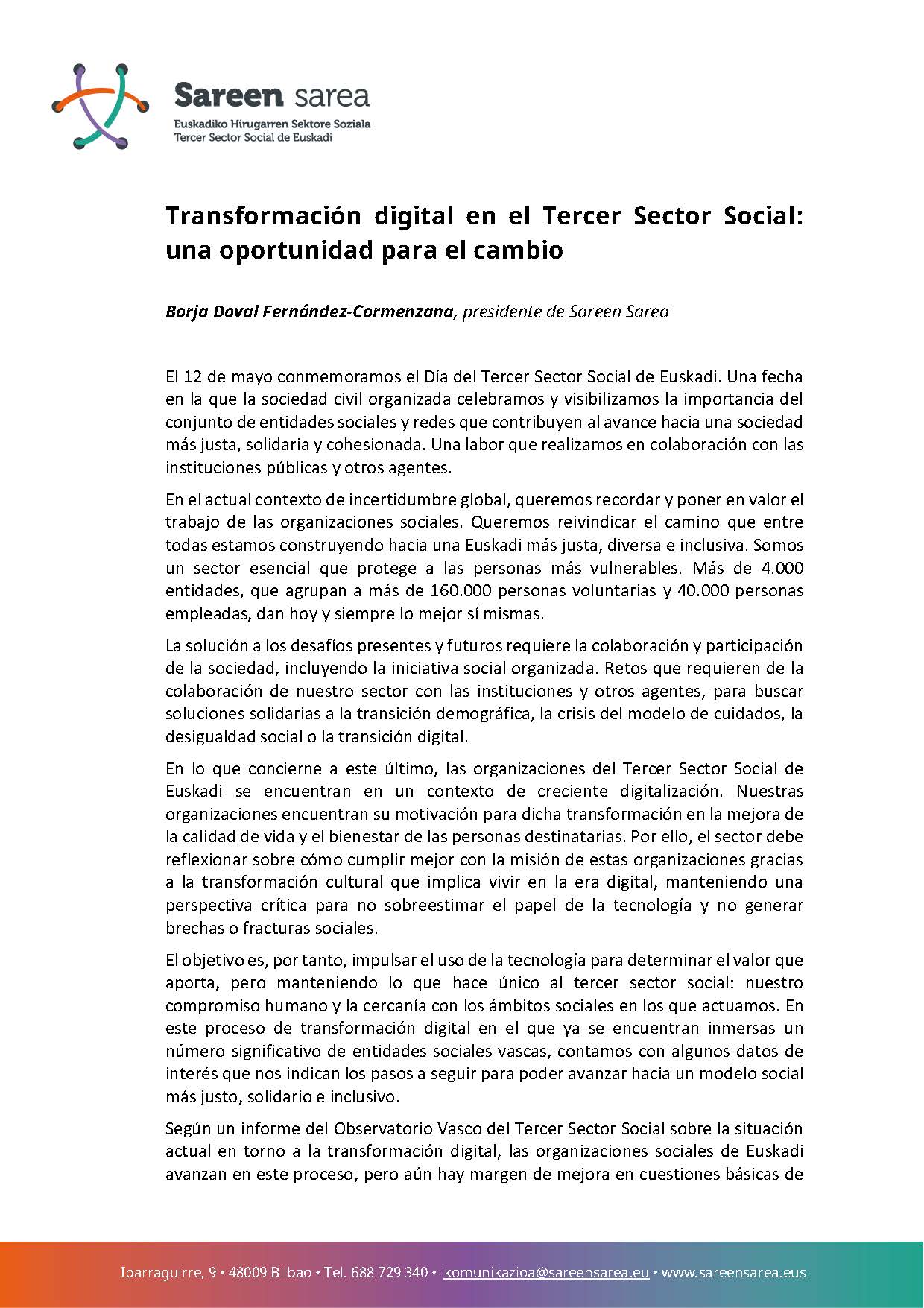 Artículo de opinión: Digitalización en el Tercer Sector Social de Euskadi