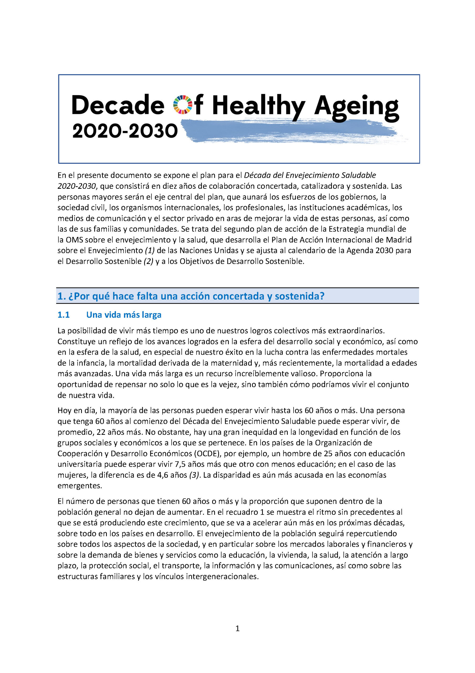 Década de Envejecimiento Saludable 2020-2030